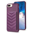 For iPhone 8 Plus / 7 Plus BF26 Wave Pattern Card Bag Holder Phone Case(Dark Purple) - 1