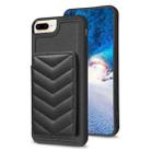 For iPhone 8 Plus / 7 Plus BF26 Wave Pattern Card Bag Holder Phone Case(Black) - 1