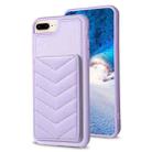 For iPhone 8 Plus / 7 Plus BF26 Wave Pattern Card Bag Holder Phone Case(Purple) - 1