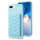 For iPhone 8 Plus / 7 Plus BF26 Wave Pattern Card Bag Holder Phone Case(Blue) - 1