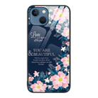 For iPhone 15 Plus Colorful Painted Glass Phone Case(Flower) - 1