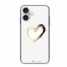 For iPhone 16 Plus Colorful Painted Glass Phone Case(Golden Love) - 1