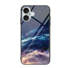 For iPhone 16 Plus Colorful Painted Glass Phone Case(Starry Sky) - 1