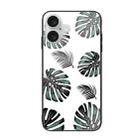 For iPhone 16 Colorful Painted Glass Phone Case(Banana Leaf) - 1