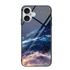 For iPhone 16 Colorful Painted Glass Phone Case(Starry Sky) - 1