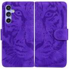 For Samsung Galaxy S23 FE 5G Tiger Embossing Pattern Flip Leather Phone Case(Purple) - 1