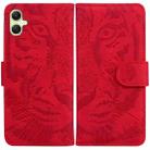 For Samsung Galaxy A05 Tiger Embossing Pattern Flip Leather Phone Case(Red) - 1