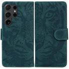 For Samsung Galaxy S24 Ultra 5G Tiger Embossing Pattern Flip Leather Phone Case(Green) - 1