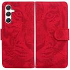 For Samsung Galaxy S24+ 5G Tiger Embossing Pattern Flip Leather Phone Case(Red) - 1