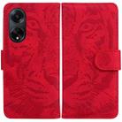 For OPPO A98 5G / F23 5G India Tiger Embossing Pattern Flip Leather Phone Case(Red) - 1