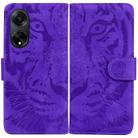 For OPPO A98 5G / F23 5G India Tiger Embossing Pattern Flip Leather Phone Case(Purple) - 1