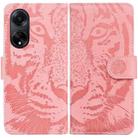 For OPPO A98 5G / F23 5G India Tiger Embossing Pattern Flip Leather Phone Case(Pink) - 1