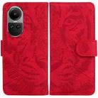 For OPPO Reno10 5G Global/Reno10 Pro Global Tiger Embossing Pattern Flip Leather Phone Case(Red) - 1