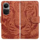 For OPPO Reno10 5G Global/Reno10 Pro Global Tiger Embossing Pattern Flip Leather Phone Case(Brown) - 1