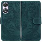 For OPPO A58 4G Tiger Embossing Pattern Flip Leather Phone Case(Green) - 1