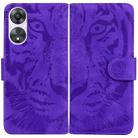For OPPO A58 4G Tiger Embossing Pattern Flip Leather Phone Case(Purple) - 1