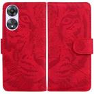 For OPPO A78 4G Tiger Embossing Pattern Flip Leather Phone Case(Red) - 1