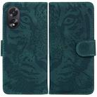 For OPPO A38 4G / A18 Tiger Embossing Pattern Flip Leather Phone Case(Green) - 1