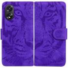 For OPPO A38 4G / A18 Tiger Embossing Pattern Flip Leather Phone Case(Purple) - 1
