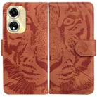 For OPPO A59 5G / A2M Tiger Embossing Pattern Flip Leather Phone Case(Brown) - 1