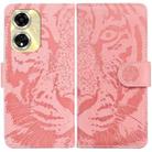 For OPPO A59 5G / A2M Tiger Embossing Pattern Flip Leather Phone Case(Pink) - 1