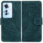 For OPPO Reno11 F Global Tiger Embossing Pattern Flip Leather Phone Case(Green) - 1