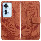 For OPPO Reno11 F Global Tiger Embossing Pattern Flip Leather Phone Case(Brown) - 1