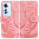 For OPPO F25 Pro 5G Global Tiger Embossing Pattern Flip Leather Phone Case(Pink) - 1