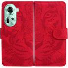 For OPPO Reno11 Global Tiger Embossing Pattern Flip Leather Phone Case(Red) - 1