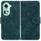For OPPO Reno11 Global Tiger Embossing Pattern Flip Leather Phone Case(Green) - 1