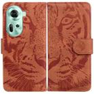 For OPPO Reno11 Global Tiger Embossing Pattern Flip Leather Phone Case(Brown) - 1