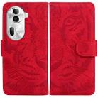 For OPPO Reno11 Pro 5G Global Tiger Embossing Pattern Flip Leather Phone Case(Red) - 1