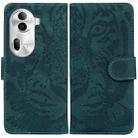 For OPPO Reno11 Pro 5G Global Tiger Embossing Pattern Flip Leather Phone Case(Green) - 1