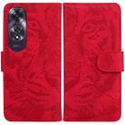 For OPPO A60 4G Tiger Embossing Pattern Flip Leather Phone Case(Red) - 1