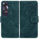 For OPPO A60 4G Tiger Embossing Pattern Flip Leather Phone Case(Green) - 1