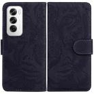 For OPPO Reno12 5G Global Tiger Embossing Pattern Flip Leather Phone Case(Black) - 1