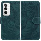For OPPO Reno12 5G Global Tiger Embossing Pattern Flip Leather Phone Case(Green) - 1