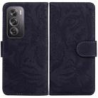 For OPPO Reno12 Pro 5G Global Tiger Embossing Pattern Flip Leather Phone Case(Black) - 1