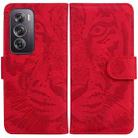 For OPPO Reno12 Pro 5G Global Tiger Embossing Pattern Flip Leather Phone Case(Red) - 1