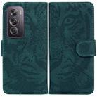 For OPPO Reno12 Pro 5G Global Tiger Embossing Pattern Flip Leather Phone Case(Green) - 1
