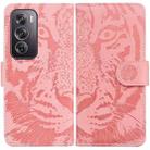 For OPPO Reno12 Pro 5G Global Tiger Embossing Pattern Flip Leather Phone Case(Pink) - 1