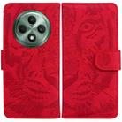 For OPPO Reno12 F 5G Tiger Embossing Pattern Flip Leather Phone Case(Red) - 1