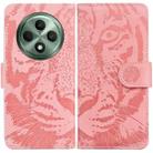 For OPPO Reno12 F 5G Tiger Embossing Pattern Flip Leather Phone Case(Pink) - 1