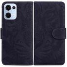 For OPPO Reno13 Global Tiger Embossing Pattern Flip Leather Phone Case(Black) - 1