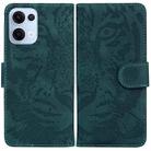 For OPPO Reno13 Global Tiger Embossing Pattern Flip Leather Phone Case(Green) - 1