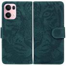For OPPO Reno13 Pro Global Tiger Embossing Pattern Flip Leather Phone Case(Green) - 1
