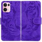 For OPPO Reno13 Pro Global Tiger Embossing Pattern Flip Leather Phone Case(Purple) - 1