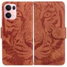 For OPPO Reno13 Pro Global Tiger Embossing Pattern Flip Leather Phone Case(Brown) - 1