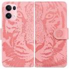 For OPPO Reno13 Pro Global Tiger Embossing Pattern Flip Leather Phone Case(Pink) - 1