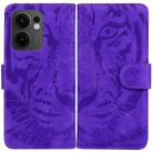 For OPPO Reno13 F 4G / 5G Tiger Embossing Pattern Flip Leather Phone Case(Purple) - 1